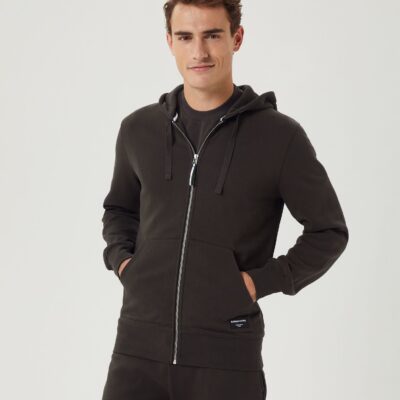 Bjorn Borg Ανδρική Ζακέτα Με Κουκούλα - Centre Zip Hoodie - 9999-1473-GY013 - Peat