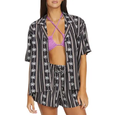 Volcom - Sun Stunner Κοντομάνικο Γυναικείο Πουκάμισο Μεταξωτό