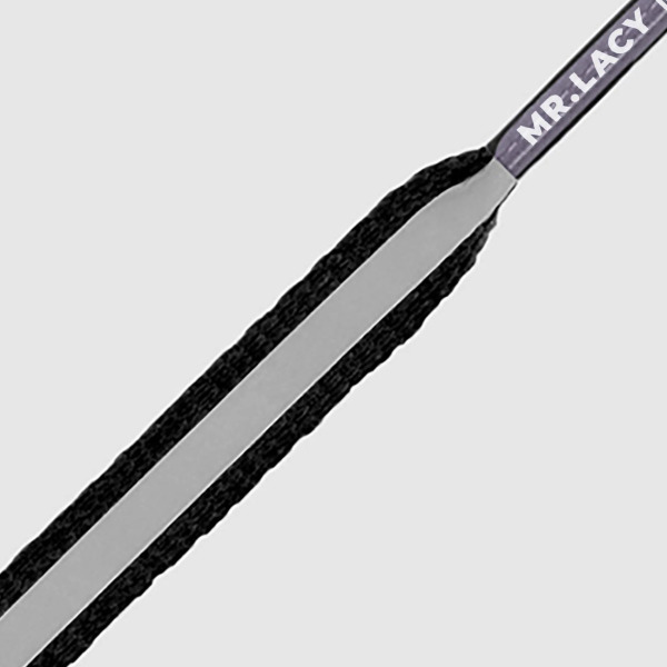 Mr. Lacy - Flatties Shoelaces · Reflective Black/White 130 cm - Image 2
