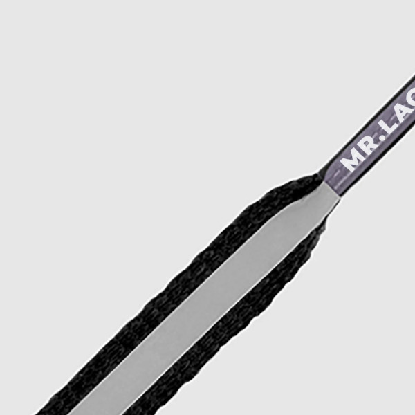 Mr. Lacy - Flatties Shoelaces · Reflective Black/White 130 cm - Image 3