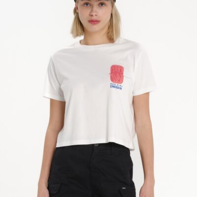 Emerson - Γυναικείο Crop Top Βαμβακερό Κοντομάνικο