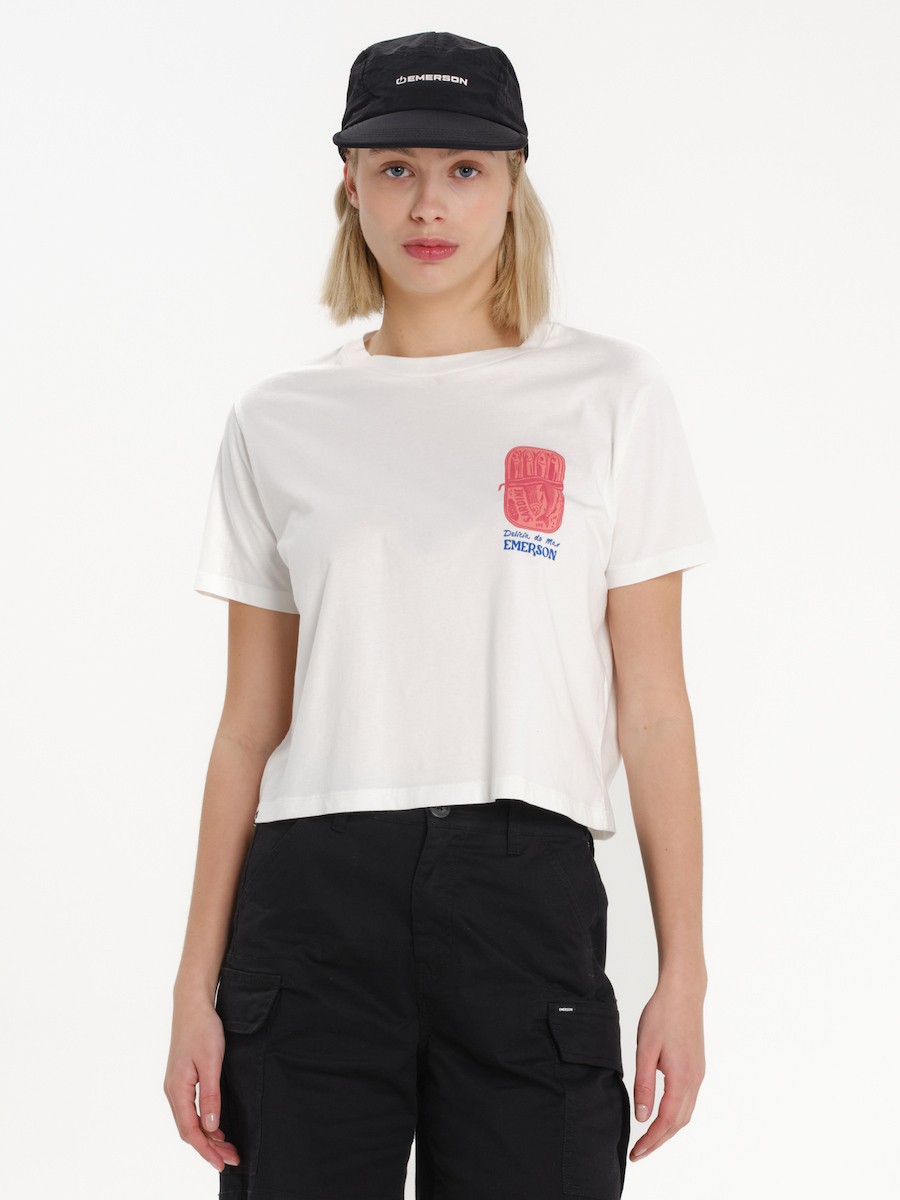 Emerson - Γυναικείο Crop Top Βαμβακερό Κοντομάνικο
