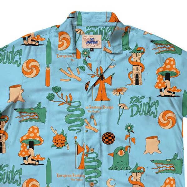The Dudes - European Fantasy Blue Hawaiian Shirt - Image 3