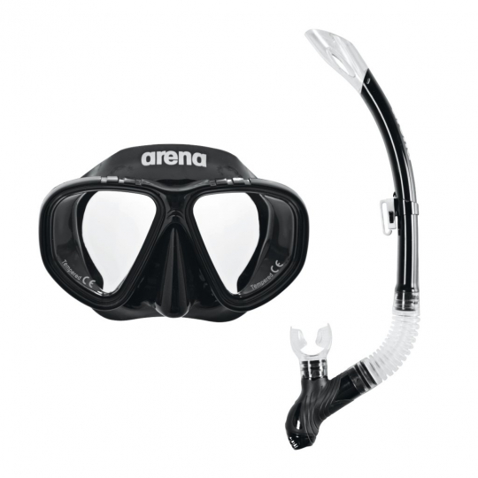 Arena Μάσκα Θαλάσσης με Αναπνευστήρα Μαύρη - Premium Snorkeling Set - Black