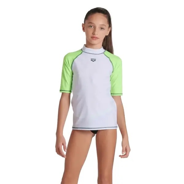 Arena Unisex Jr Παιδικό Μαγιό - Arena Rash Vest - 006295-106 - White Light Green - Image 2