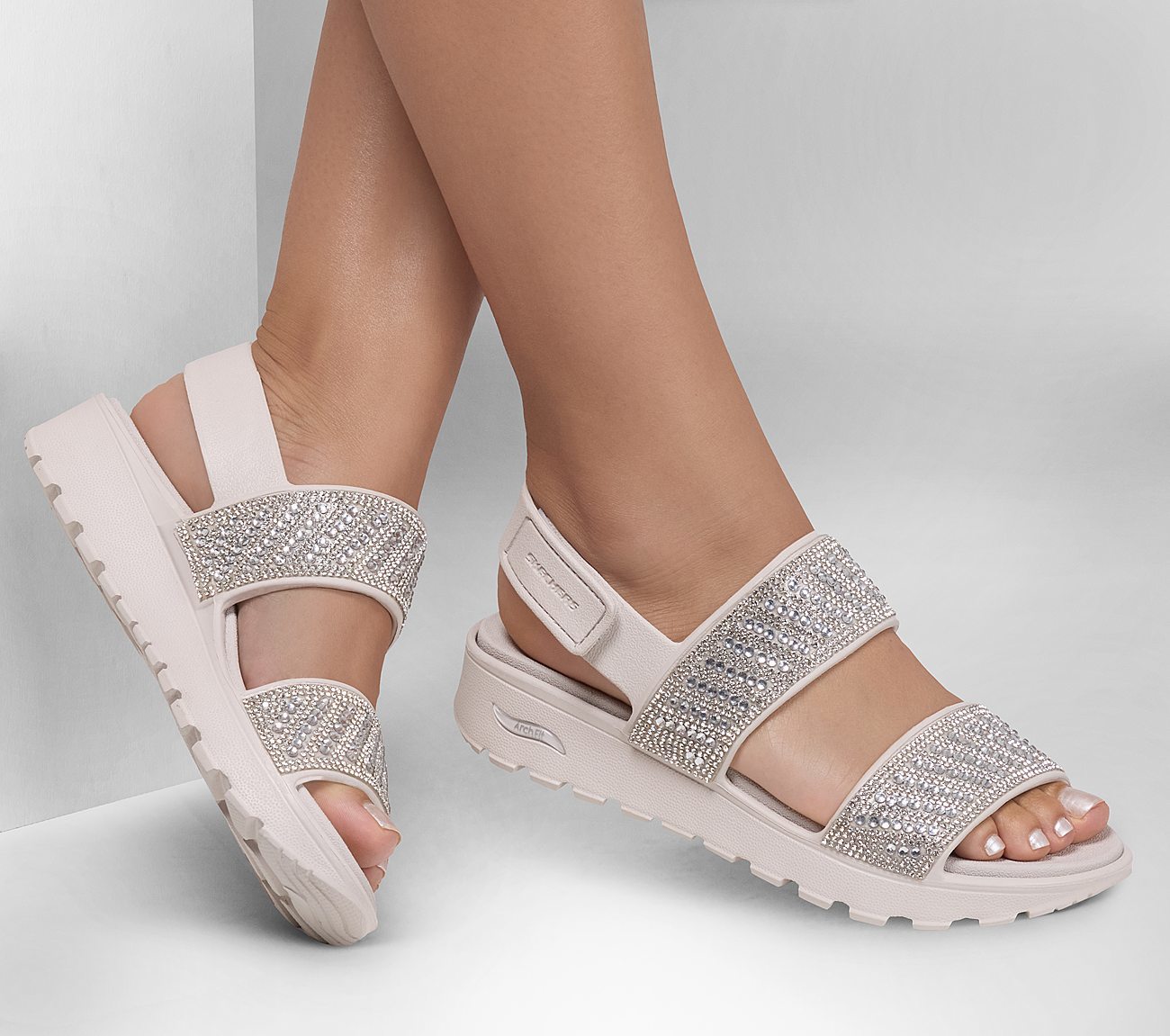 Skechers Γυναικείο Πέδιλο - Foamies: Arch Fit Footsteps - Enchant - 111531-NAT NATURAL - Image 5