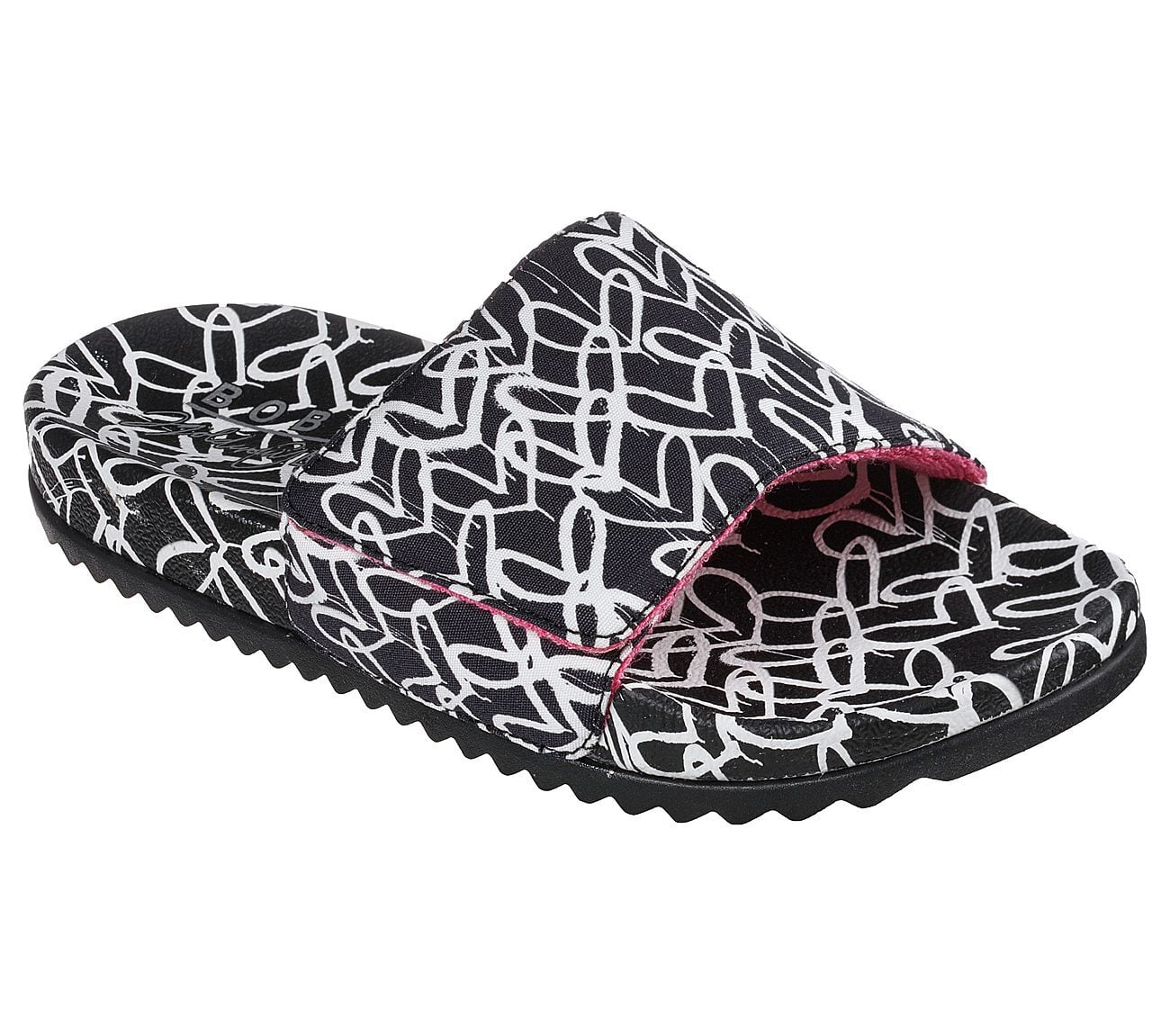 Skechers Γυναικεία Σαγιονάρα - JGoldcrown: Bobs Pop Ups 2-Love & Summer - 113613-BKW - Black-White
