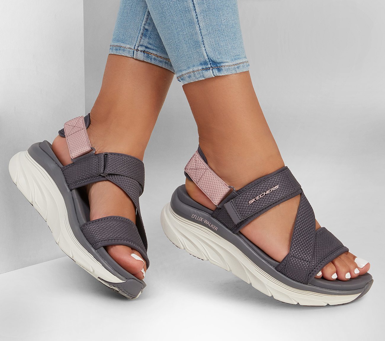 Skechers Γυναικείο Πέδιλο-Σανδάλι - DLUX WALKER (119302-GYPR) Grey - Image 2