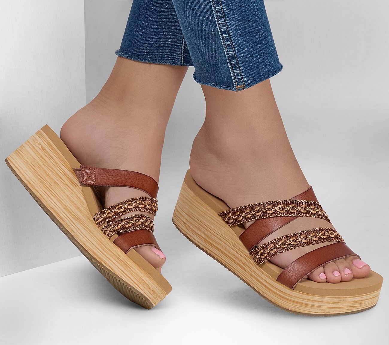 Skechers Γυναικείο Πέδιλο-Σανδάλι - Summers - Vibrant Moments - 120073-LUG - Brown - Image 3