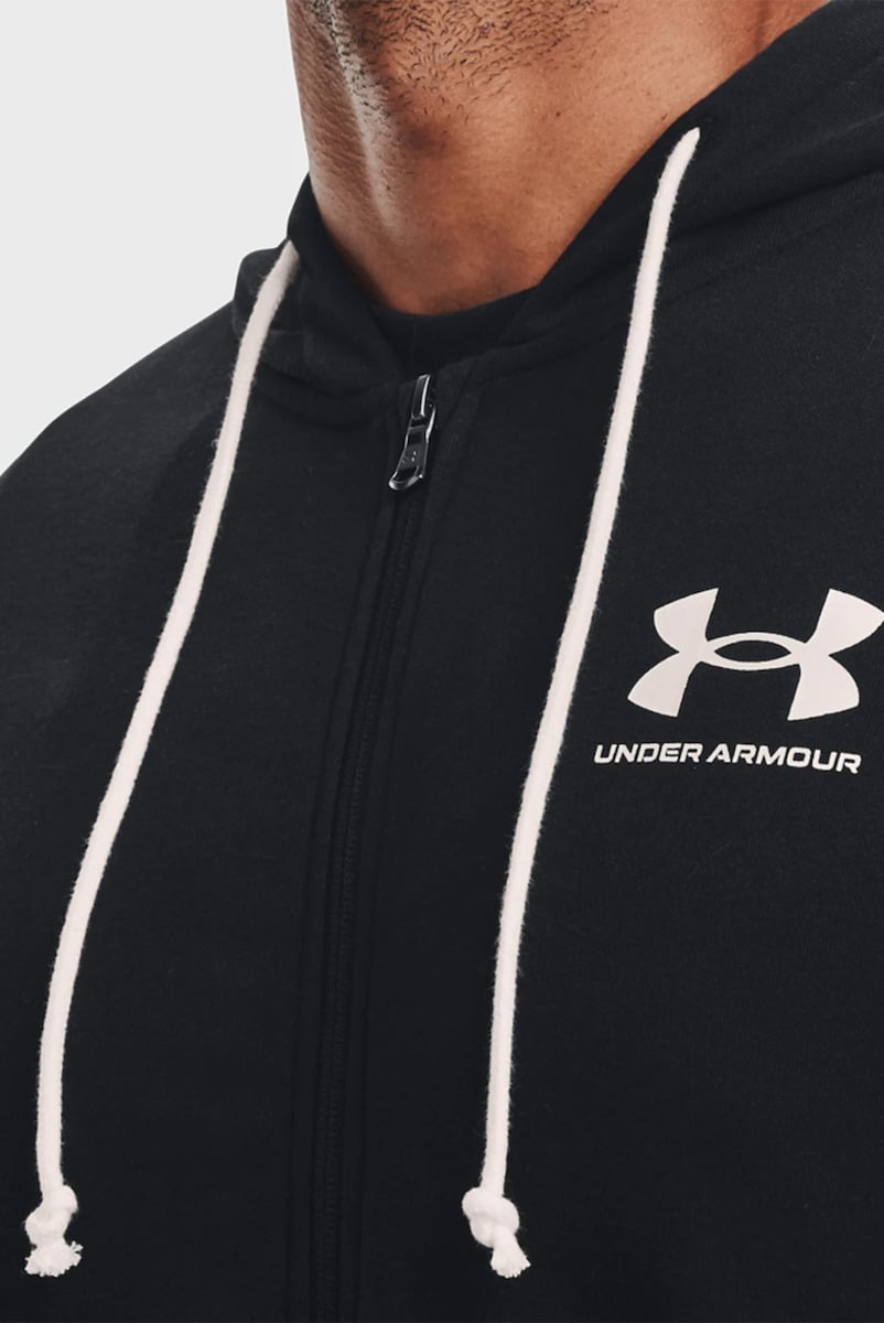 Under Armour Ζακέτα με Κουκούλα - UA Rival Fleece - 1370409-001 - Black//Onyx White - Image 4