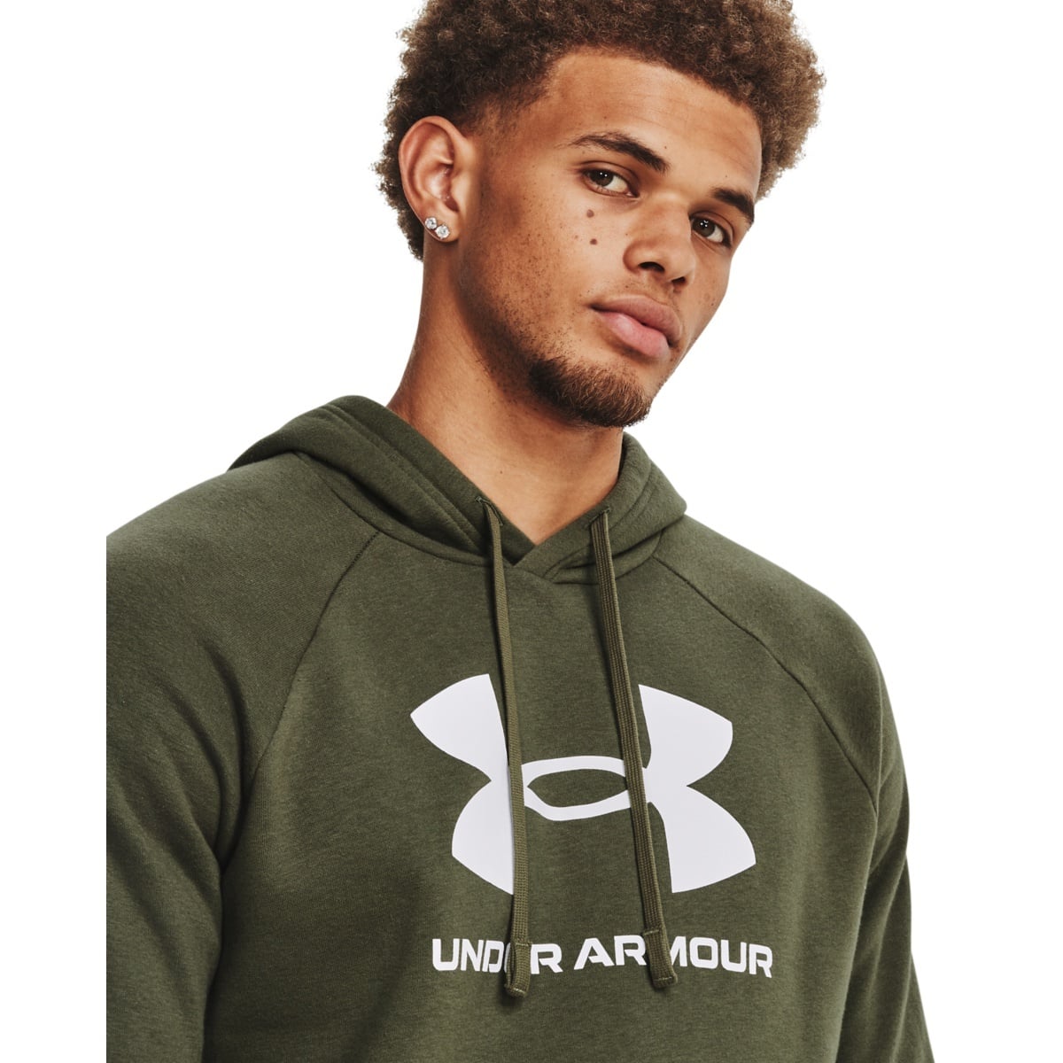 Under Armour Ανδρικό Φούτερ Με Κουκούλα - UA Rival Fleece - 1379758-390 - Marine OD Green / White - Image 3