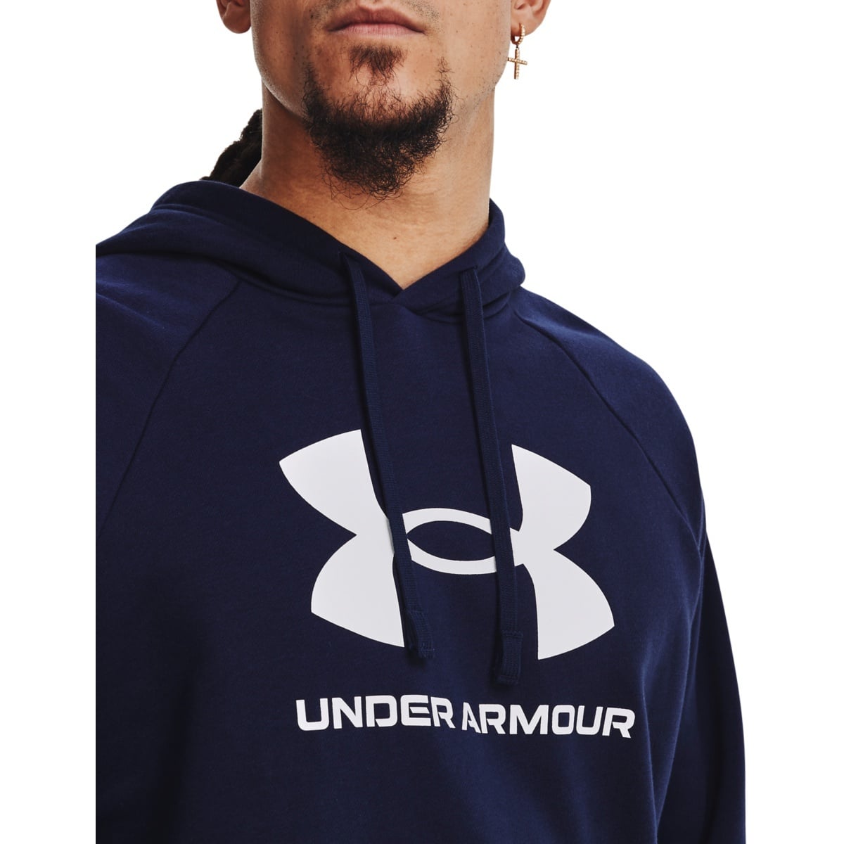 Under Armour Ανδρικό Φούτερ Με Κουκούλα - UA Rival Fleece - 1379758-410 - Midnight Navy / White - Image 3