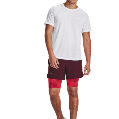 Under Armour Ανδρική Αθλητική Βερμούδα - UA Launch 5' 2-in-1 Short - 1380886-600 - Dark Maroon