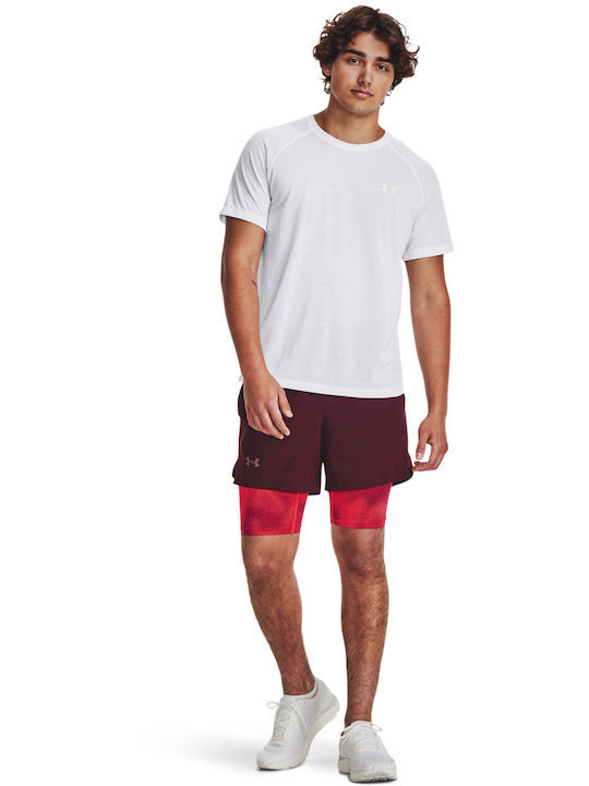 Under Armour Ανδρική Αθλητική Βερμούδα - UA Launch 5' 2-in-1 Short - 1380886-600 - Dark Maroon