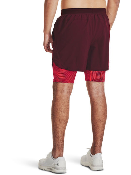 Under Armour Ανδρική Αθλητική Βερμούδα - UA Launch 5' 2-in-1 Short - 1380886-600 - Dark Maroon - Image 2
