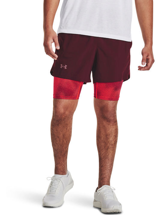 Under Armour Ανδρική Αθλητική Βερμούδα - UA Launch 5' 2-in-1 Short - 1380886-600 - Dark Maroon - Image 3