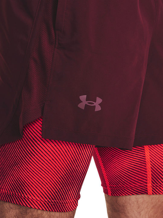 Under Armour Ανδρική Αθλητική Βερμούδα - UA Launch 5' 2-in-1 Short - 1380886-600 - Dark Maroon - Image 4