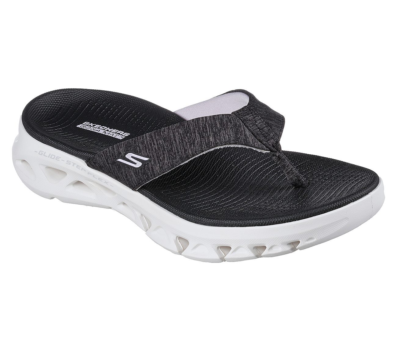 Skechers Γυναικεία Σαγιονάρα - Go Walk Arch Fit- Go Glide - 141200-BKW- Black-White