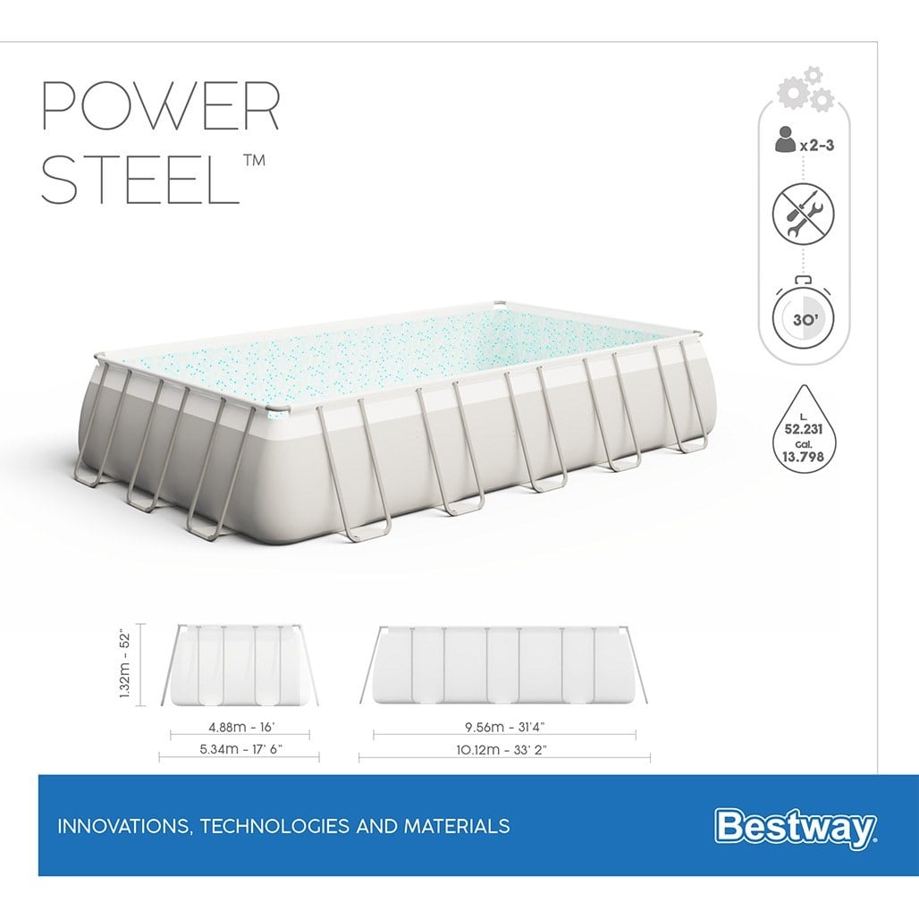 Best Way Πισίνα Οικογενειακή Με Ατσάλινο Σκελετό - Power Steel Pool 9.56x4.88x1.32m - 15534 - Image 8
