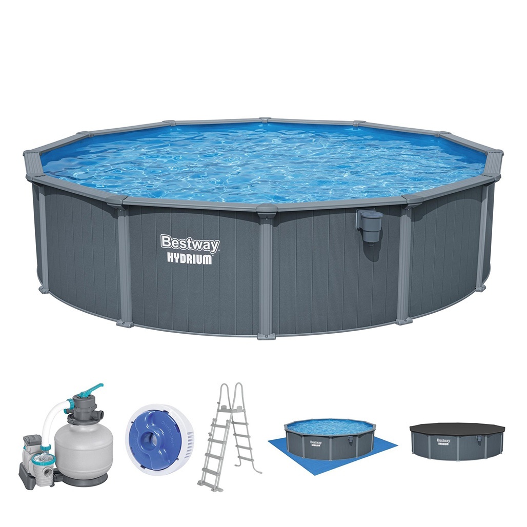 Bestway Πισίνα με ενισχυμένη κατασκευή - 561CS Hydrium 549X132CM Pool Set - 15769 - Grey - Image 2
