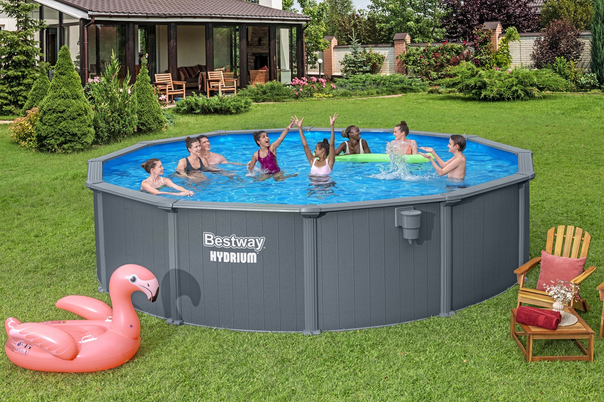 Bestway Πισίνα με ενισχυμένη κατασκευή - 561CS Hydrium 549X132CM Pool Set - 15769 - Grey - Image 3