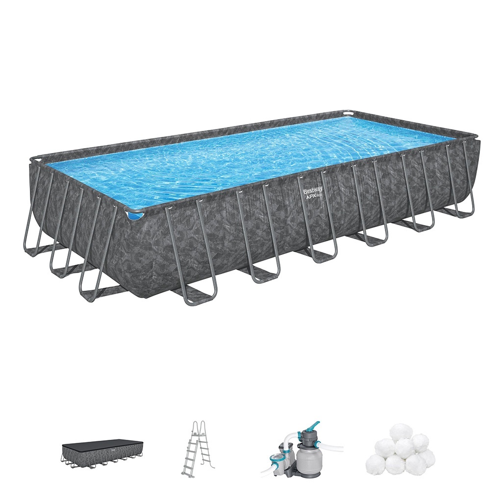 Bestway Πισίνα με ενισχυμένη κατασκευή - Apx 732X366X132CM Rectangular Pool Set - 15898 - Grey - Image 2