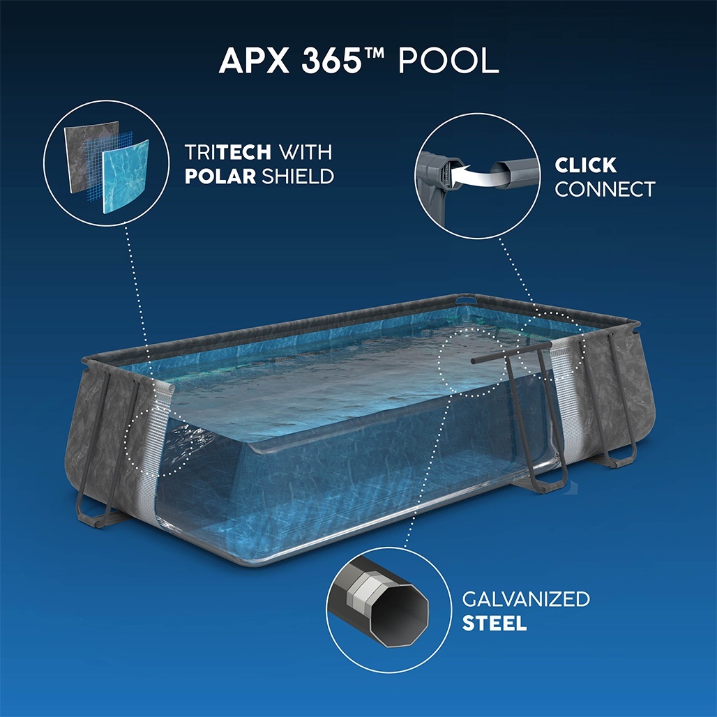 Bestway Πισίνα με ενισχυμένη κατασκευή - Apx 732X366X132CM Rectangular Pool Set - 15898 - Grey - Image 7