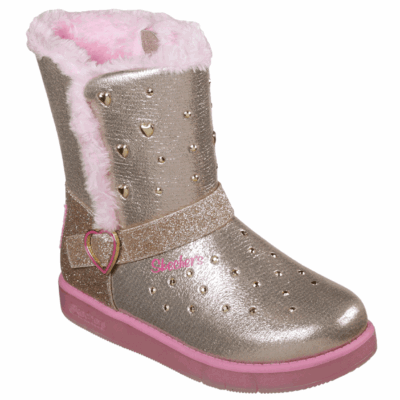 Skechers Μποτάκι Γιά Κορίτσι -Twinkle Toes: Glitzy Glam - Sparkle Hearts   20058-GDPK Gold