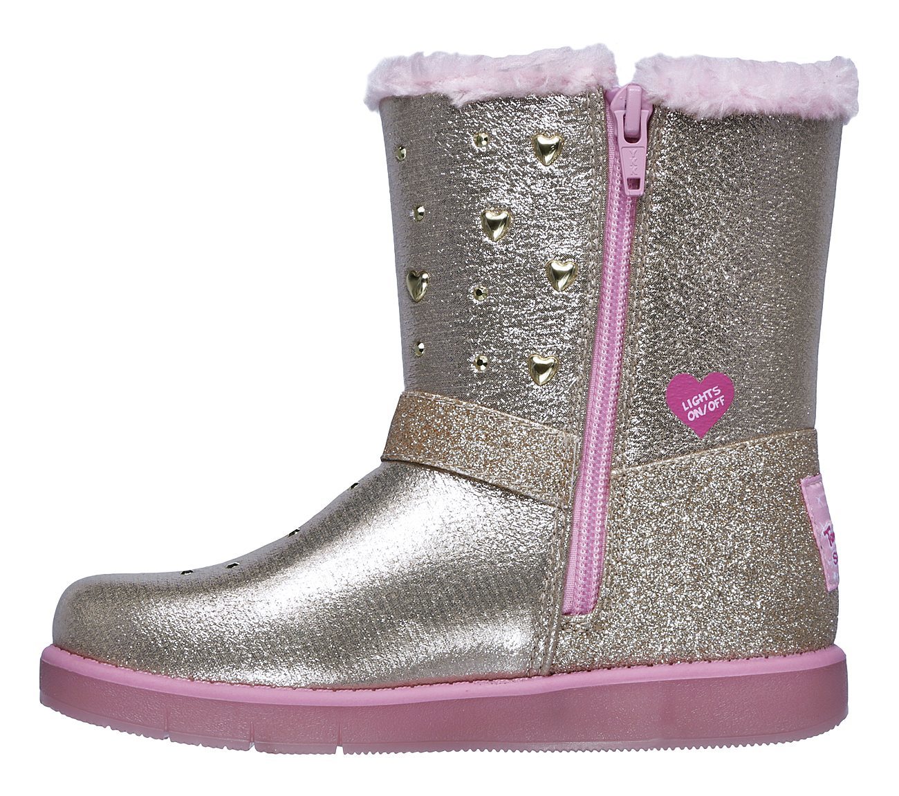 Skechers Μποτάκι Γιά Κορίτσι -Twinkle Toes: Glitzy Glam - Sparkle Hearts 20058-GDPK Gold - Image 4