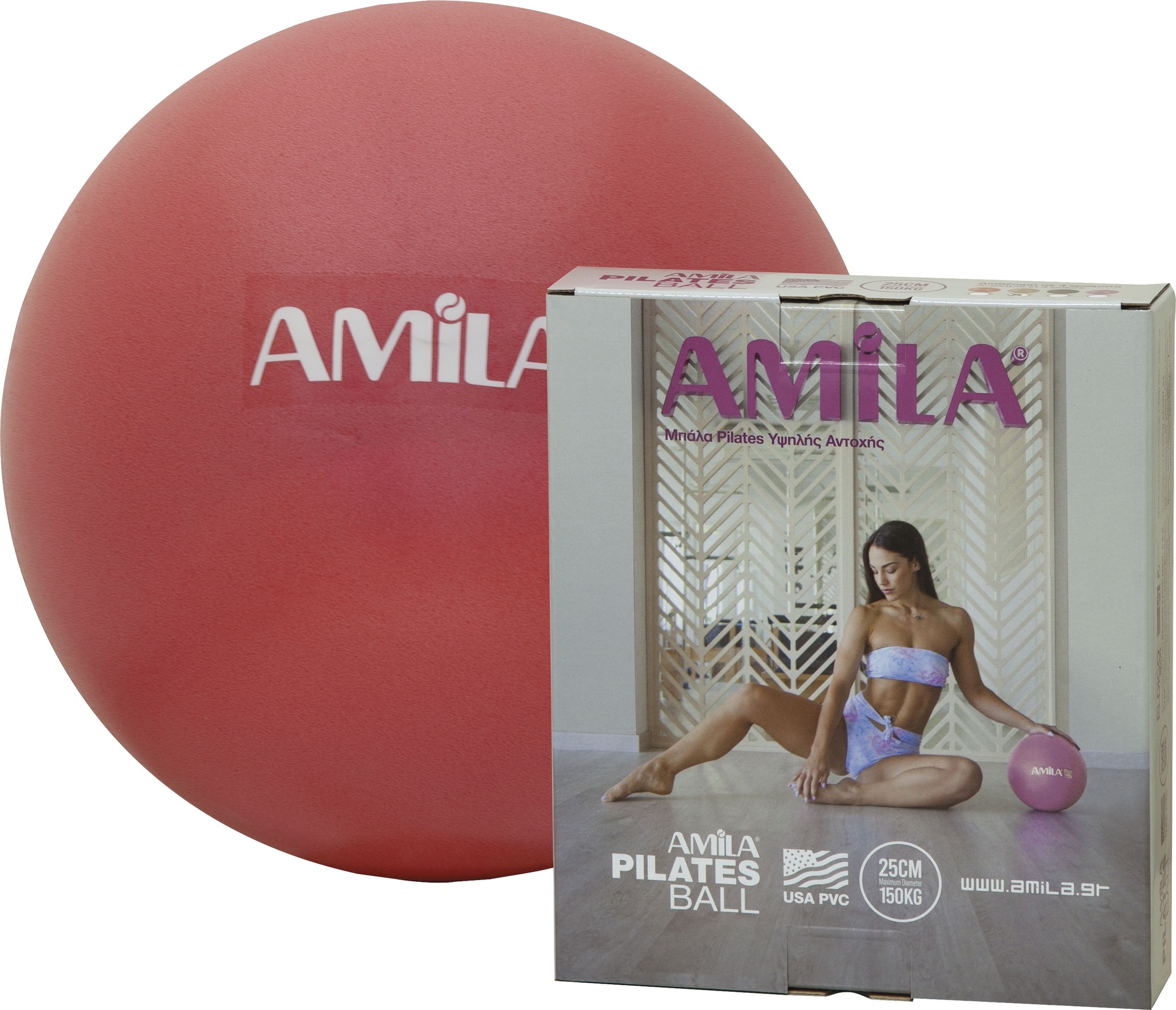 Amila Μπάλα Pilates 25cm, Κόκκινη, σε κουτί - 48401 - Image 3