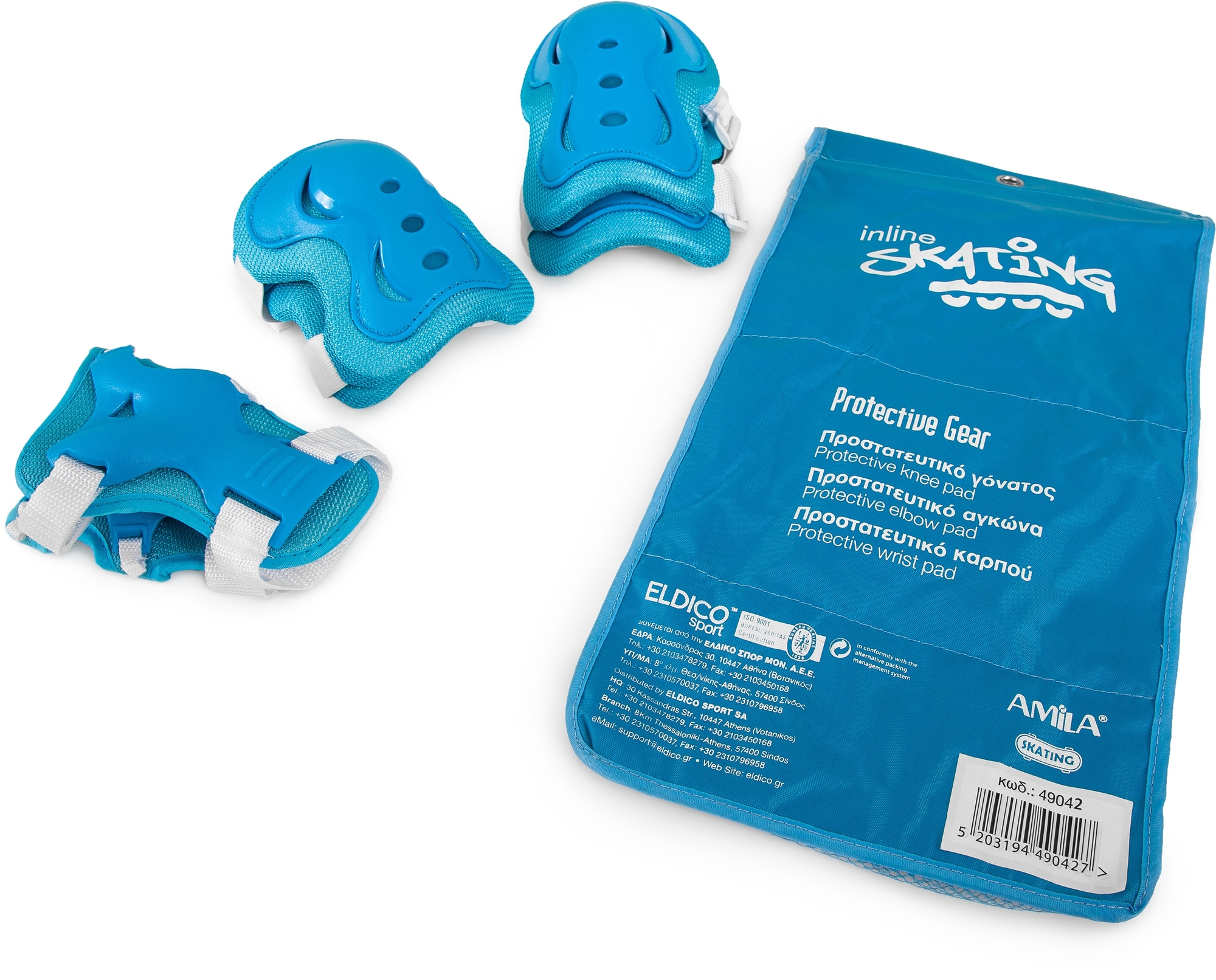 Amila Σετ Προστατευτικά για Rollers & Ποδήλατο - Size L - Light Blue - 49042 - Image 3