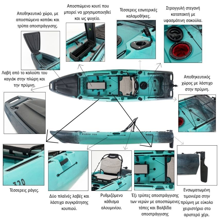 SCK Μονοθέσιο Pedal Kayak Ready Με Τιμονιέρα - Cargo 320 - 0204-32048 - Red - Image 13