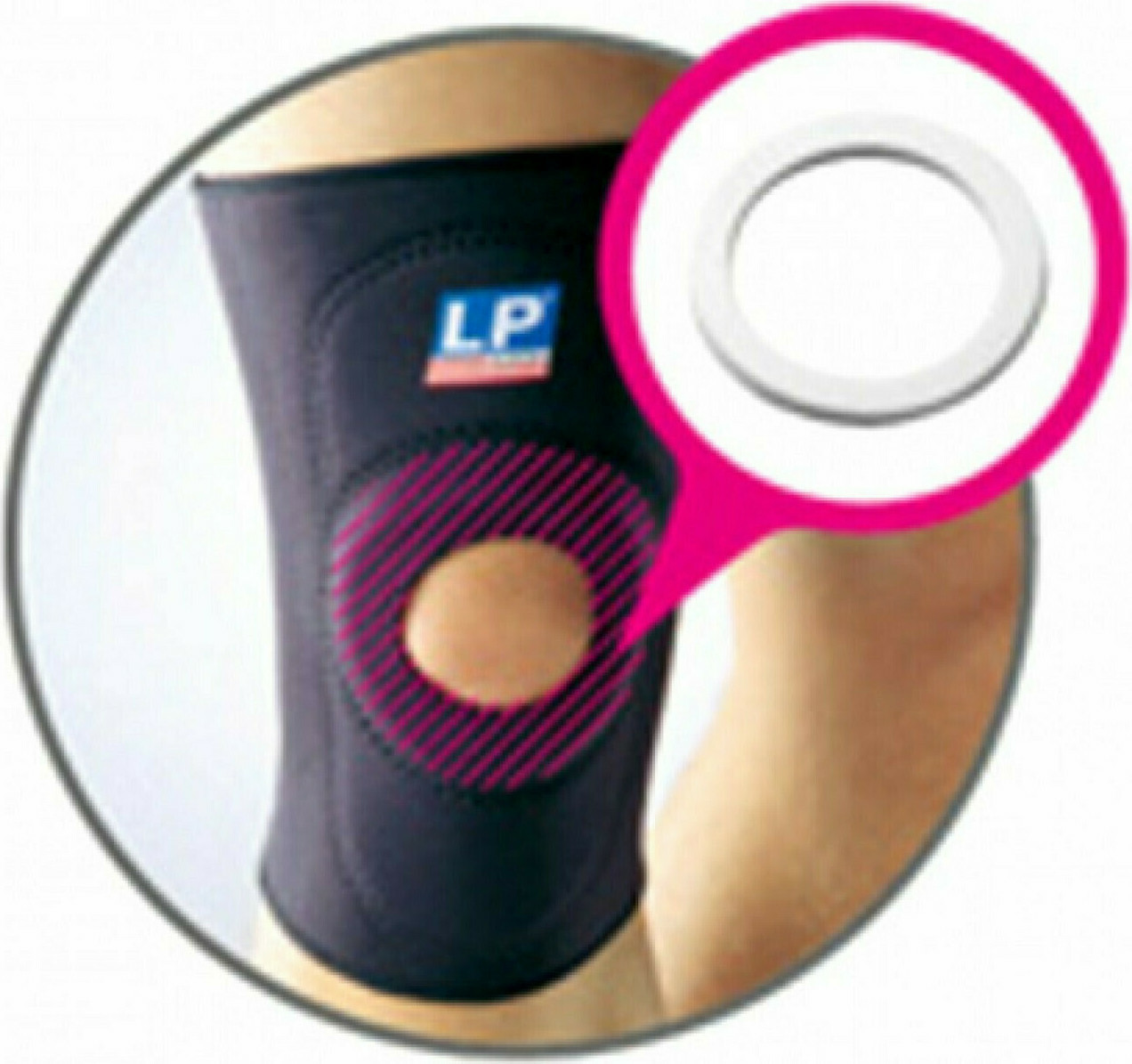 LP Support - Επιγονατίδα ελαστική με άνοιγμα STANDARD KNEE SupportOPEN PATELLA - 708-BK - Black - Image 3