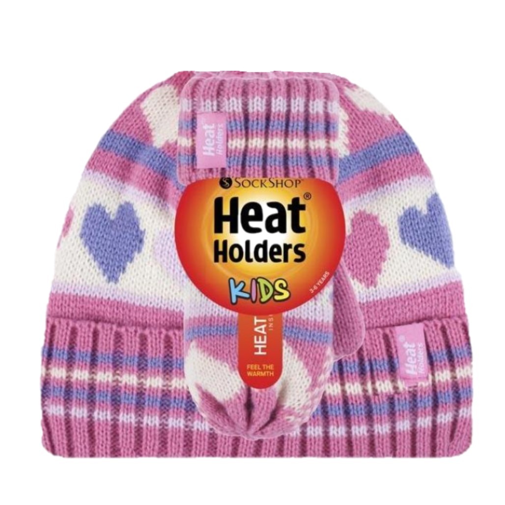 Heat Holders Σετ Παιδικό Σκουφάκι με Γάντια Πλεκτό για Κορίτσι - Pink Heart - 80078-2872 - Image 3