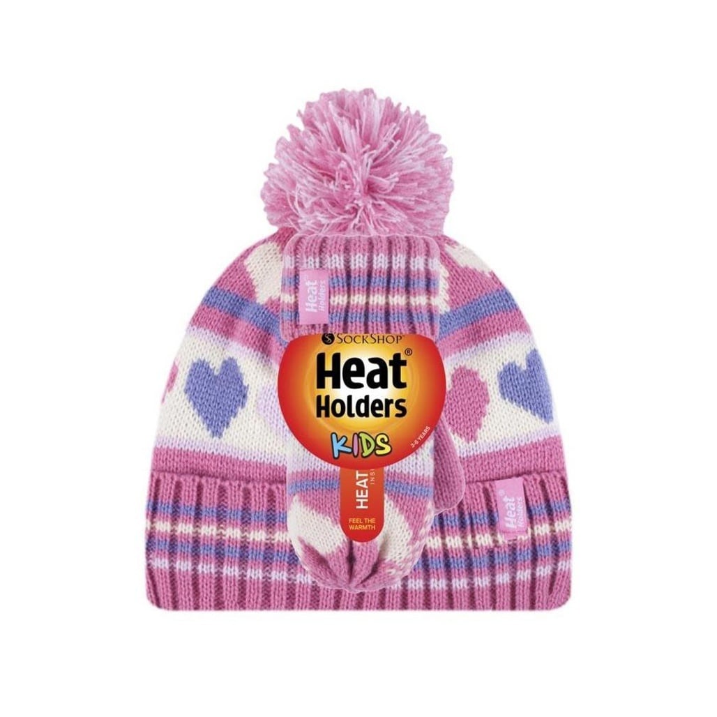 Heat Holders Σετ Παιδικό Σκουφάκι με Γάντια Πλεκτό για Κορίτσι - Pink Heart - 80078-2872 - Image 2