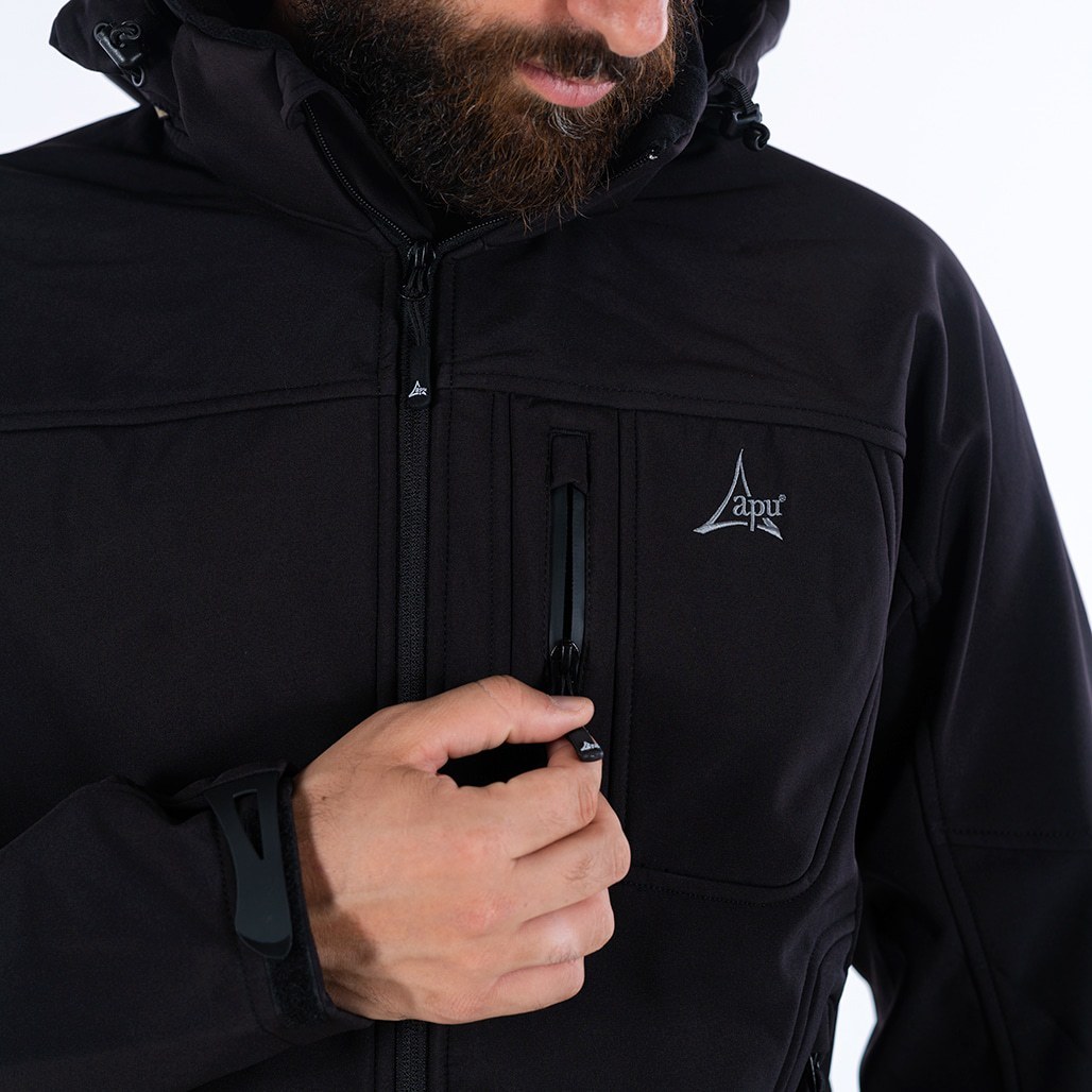 Apu Ανδρικό Αδιάβροχο Αντιανεμικό Μπουφάν - Softshell Jacket Hima-a-laya II - 80535 - Black - Image 2