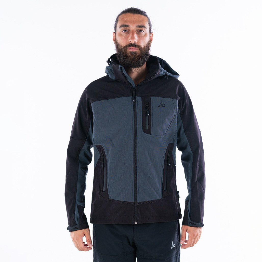 Apu Ανδρικό Αδιάβροχο Αντιανεμικό Μπουφάν - Softshell Jacket Hima-a-laya II - 80535 - Grey Black - Image 2