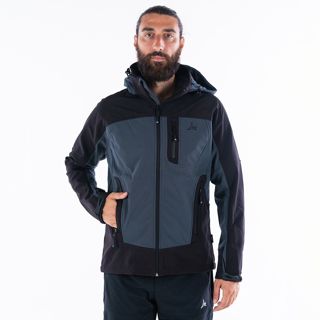 Apu Ανδρικό Αδιάβροχο Αντιανεμικό Μπουφάν - Softshell Jacket Hima-a-laya II - 80535 - Grey Black - Image 3