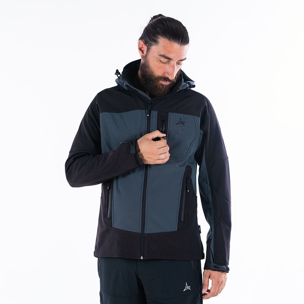 Apu Ανδρικό Αδιάβροχο Αντιανεμικό Μπουφάν - Softshell Jacket Hima-a-laya II - 80535 - Grey Black - Image 7