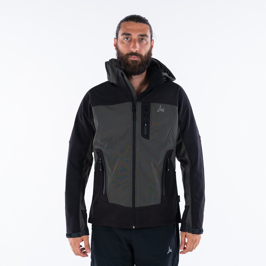 Apu Ανδρικό Αδιάβροχο Αντιανεμικό Μπουφάν - Softshell Jacket Hima-a-laya II - 80535 - Khaki Black - Image 2