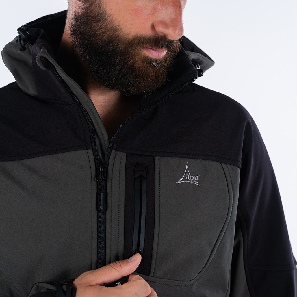 Apu Ανδρικό Αδιάβροχο Αντιανεμικό Μπουφάν - Softshell Jacket Hima-a-laya II - 80535 - Khaki Black - Image 4