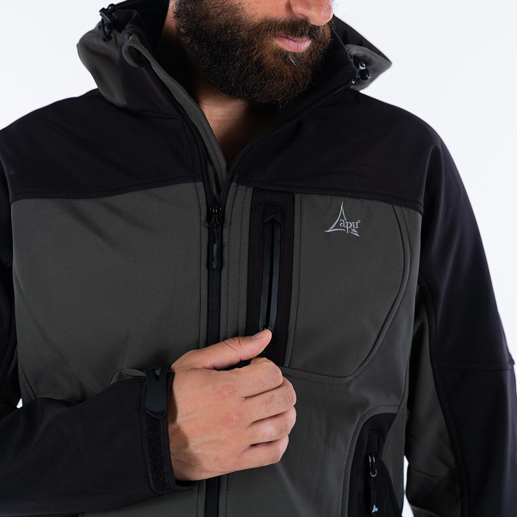 Apu Ανδρικό Αδιάβροχο Αντιανεμικό Μπουφάν - Softshell Jacket Hima-a-laya II - 80535 - Khaki Black - Image 5