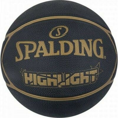 Spalding Μπάλα Μπάσκετ Highlight Black/Gold Size 7 - Rubber Basketball Outdoor