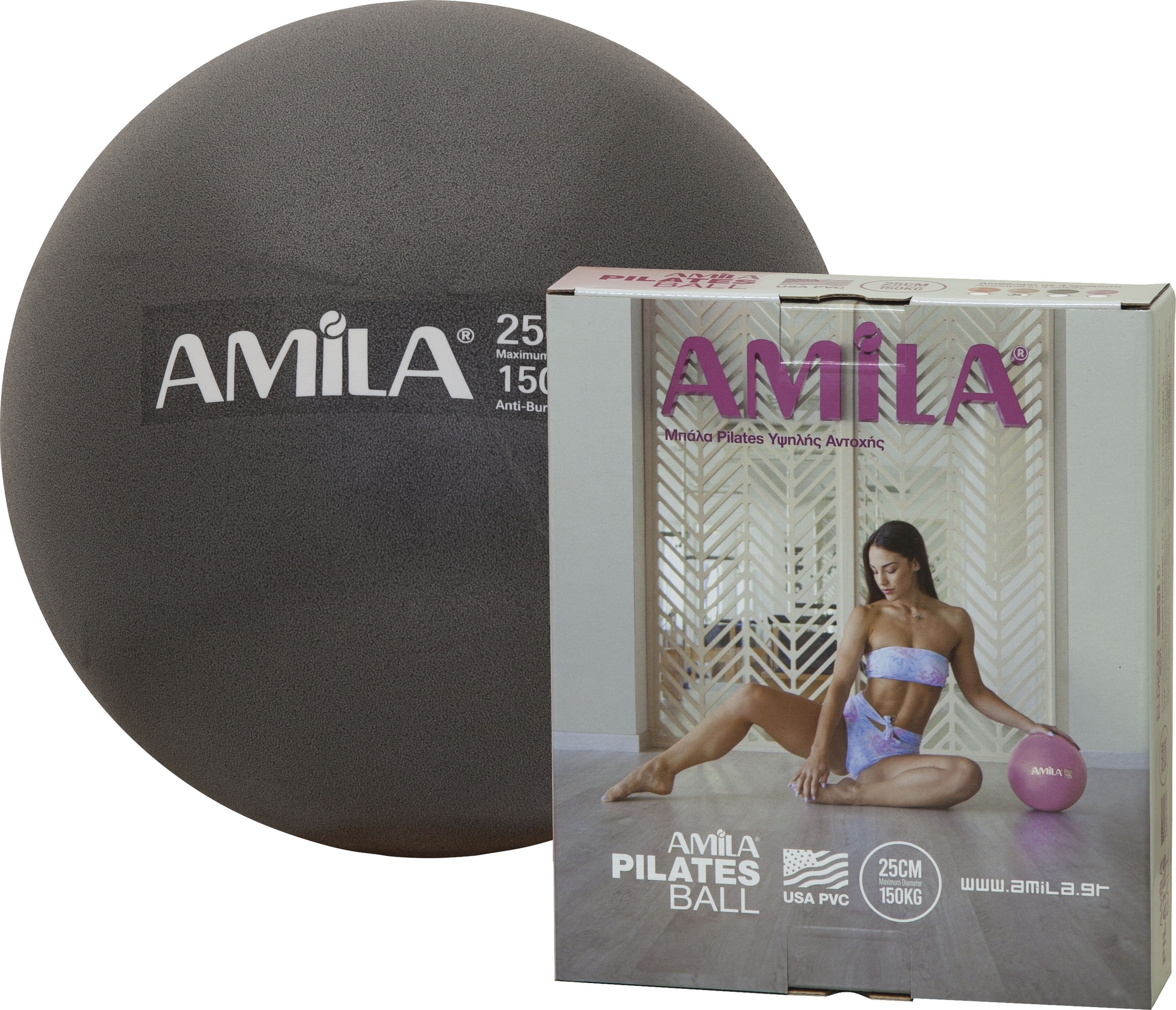 Amila Μπάλα Pilates 25cm, Μαύρη, σε κουτί - 95816 - Image 3