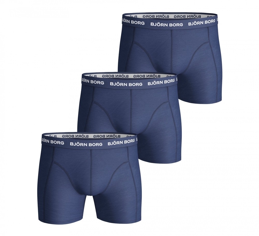 Bjorn Borg Ανδρικά Εσώρουχα 3 Τεμάχια - Shorts Solid 3 Pieces - Blue Depths