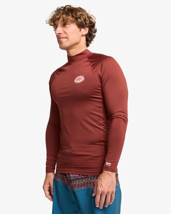 Billabong Ανδρικό Αντιλιακό Red Long Sleeve Rash Vest UPF 50 T-Shirt Re Issue EBYWR03026-rsd0 WINE - Image 4