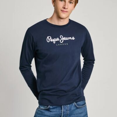 Pepe Jeans - Ανδρικό T-Shirt Μακρυμάνικο - Regular Fit Long - Sleeve T-Shirt - PM508209-595 Navy