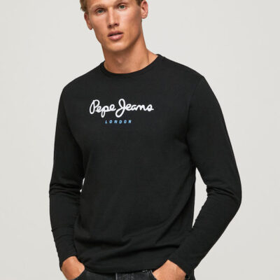 Pepe Jeans - Ανδρικό T-Shirt Μακρυμάνικο - Regular Fit Long - Sleeve T-Shirt - PM508209-999 Black