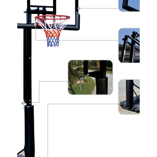 Amila Μπασκέτα Deluxe με Βάση 250-305cm 3,5mm - Πολυανθρακικό - 49221 - Image 3