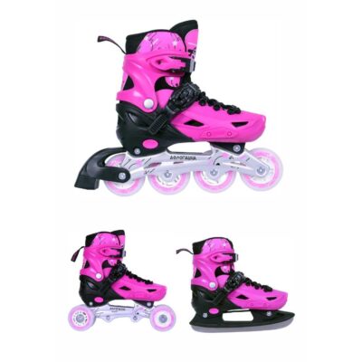 3K Αυξομειούμενα Πατίνια/Roller Skates/Παγοπέδιλα 3 σε 1 - Ροζ